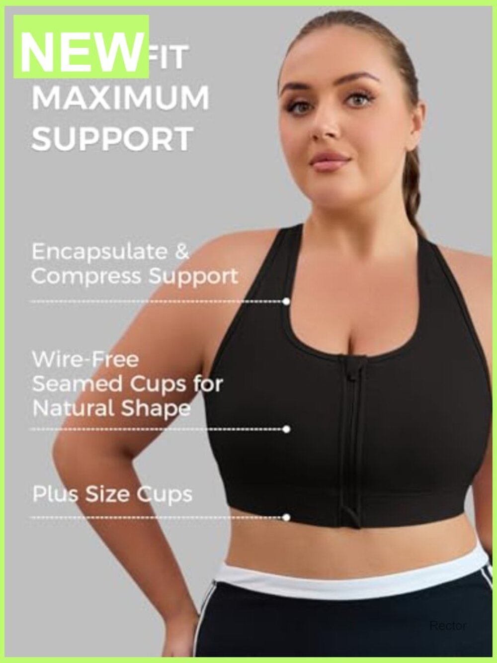 Front Zip Criss Cross Sports Bra with Removable Pads for Women Workout - Picture 3 of 6